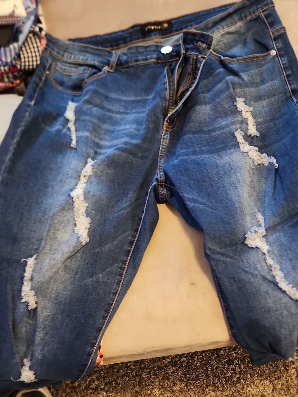 Women Distressed Blue Denim Jeans - Casual Ripped Style